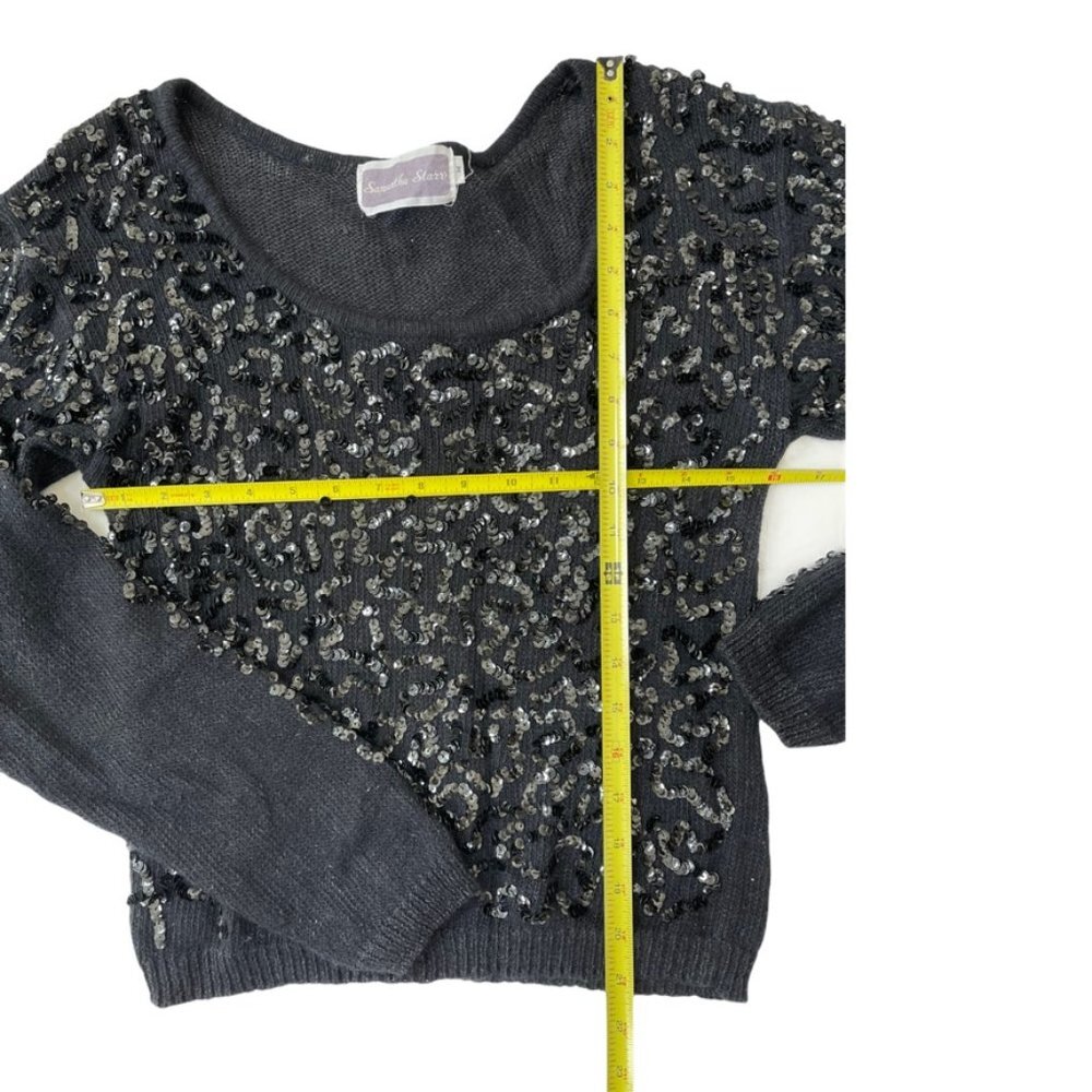 Vintage Samantha Starr Angora Black Sequin Sweater - Picture 3 of 8
